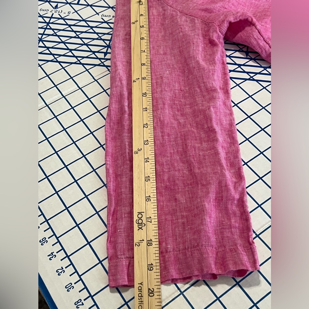 St Tropez West 100% Linen POPOVER top sz Lg PINK  3/4 Sleeves EUC SPRING SUMMER - Picture 6 of 6